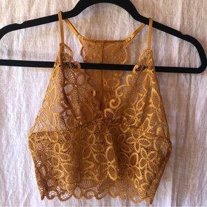 High Trash boutique lace bralette no padding gold size S